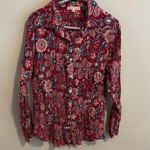 Trade cloth size large  Red and Blue Floral Button-Down Shirt